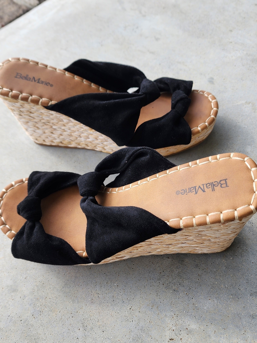 Bella Marie Black Knot Wedge Sandals